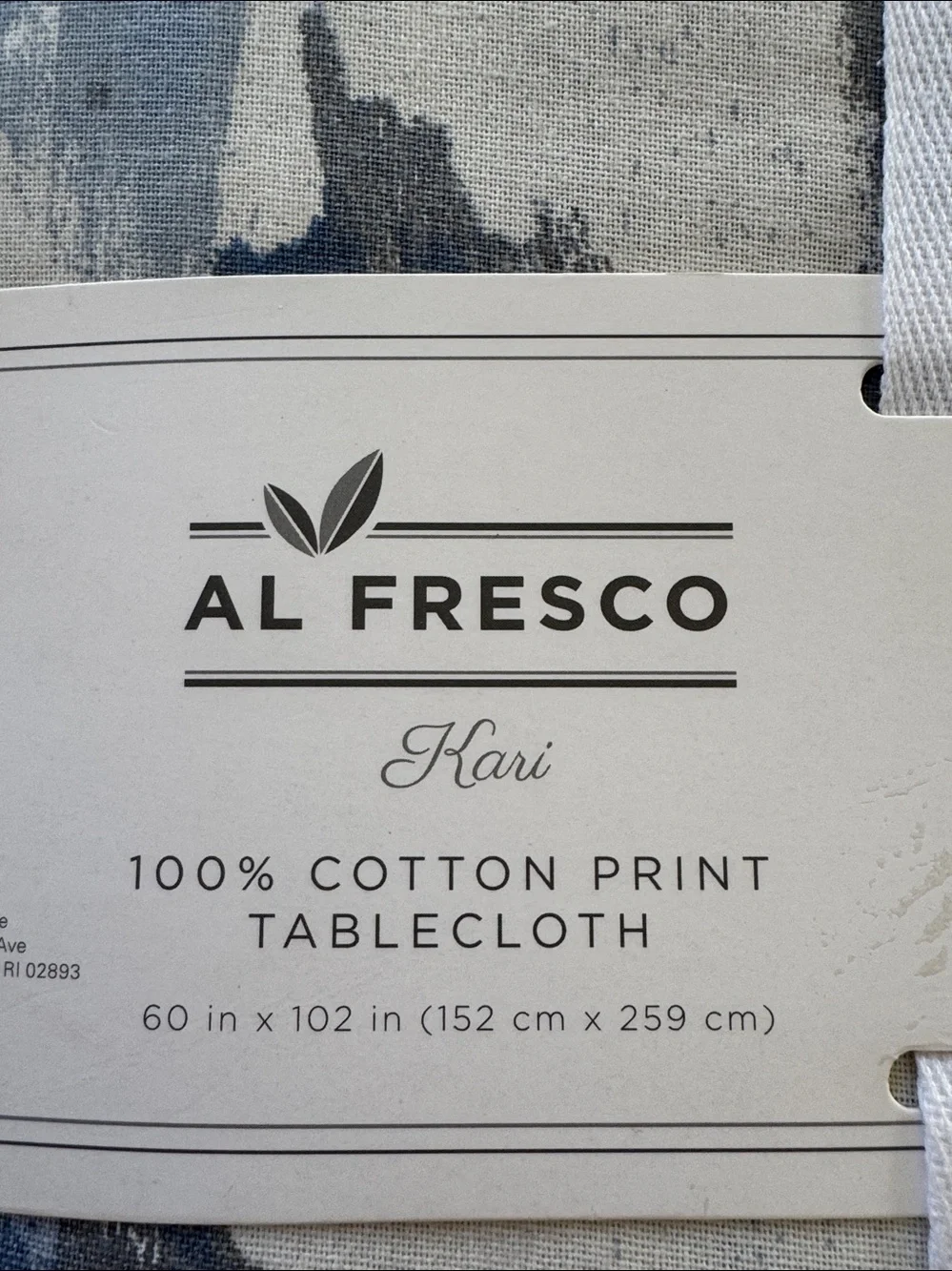 Blue & Gray Cotton Print Tablecloth 60